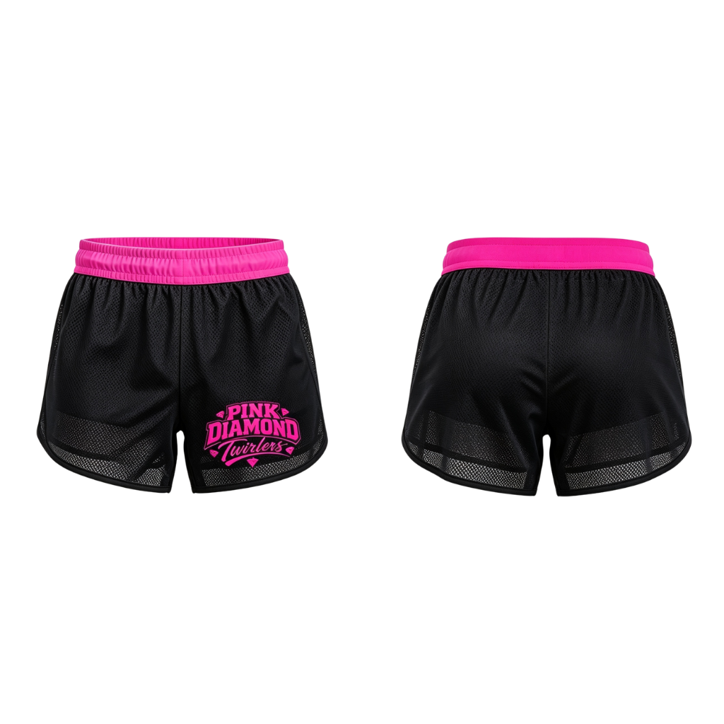 Pink Diamond Twirlers  Sublimated Female Mesh Shorts