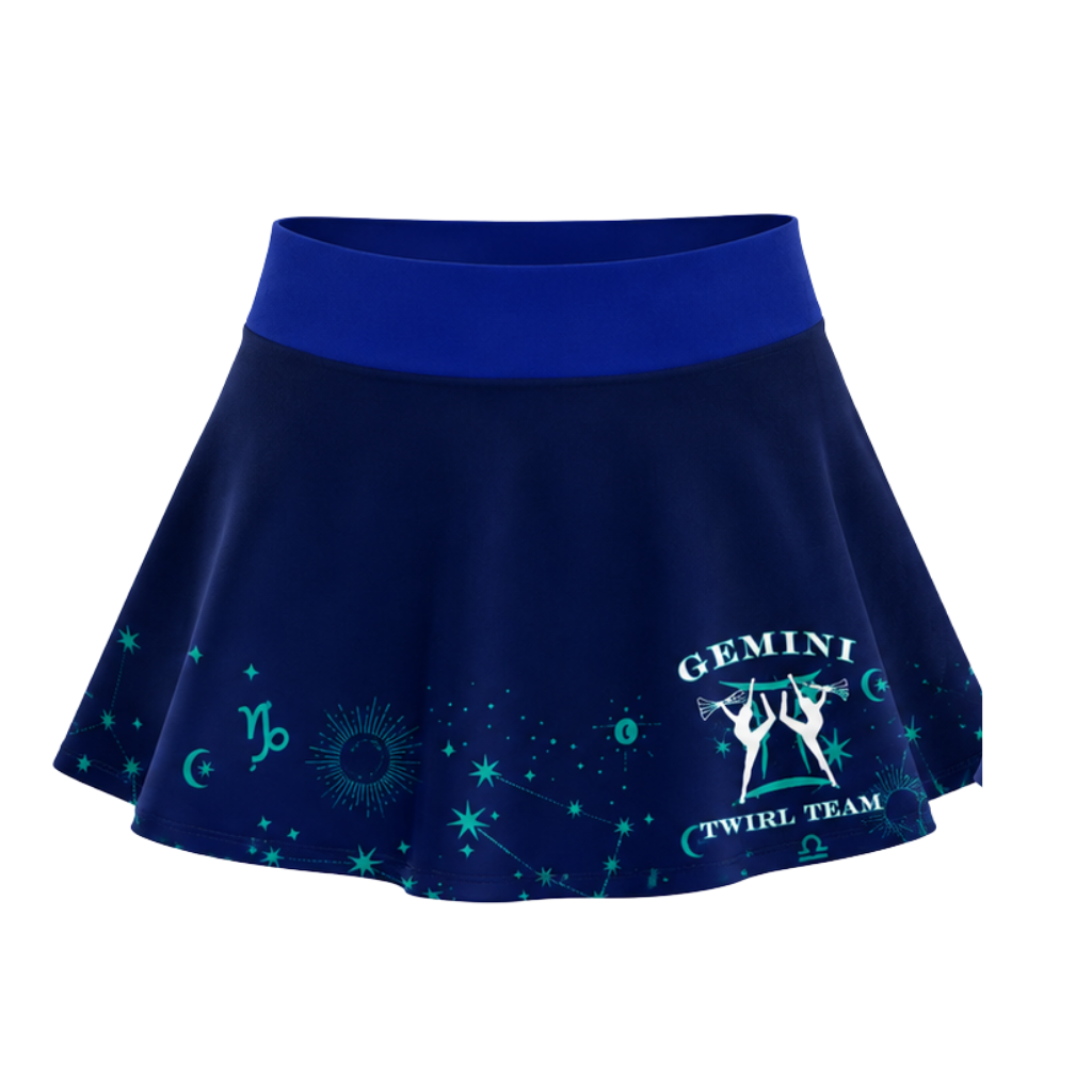 Gemini Twirl Team  Sublimated Lycra Rally Skirt