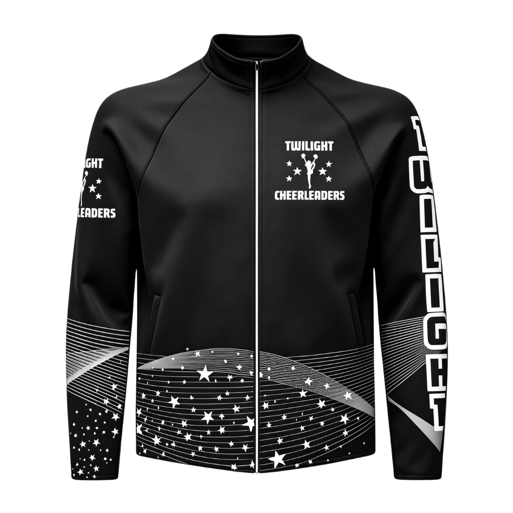 Twilight Cheerleaders Sublimated Full Zip Softshell Jacket (Shower Resistant Coat)