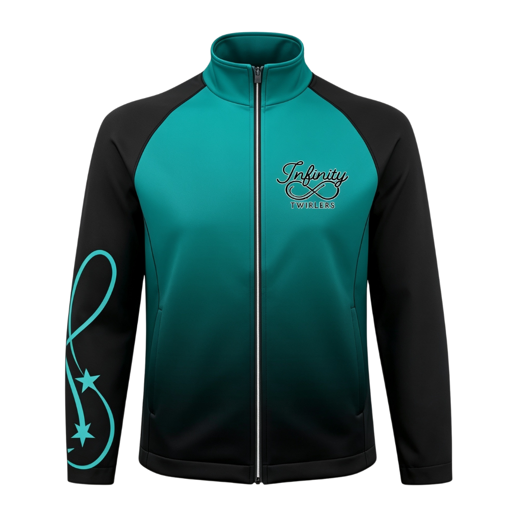 Infinity Twirlers Majorettes Sublimated Full Zip Softshell Jacket (Shower Resistant Coat)
