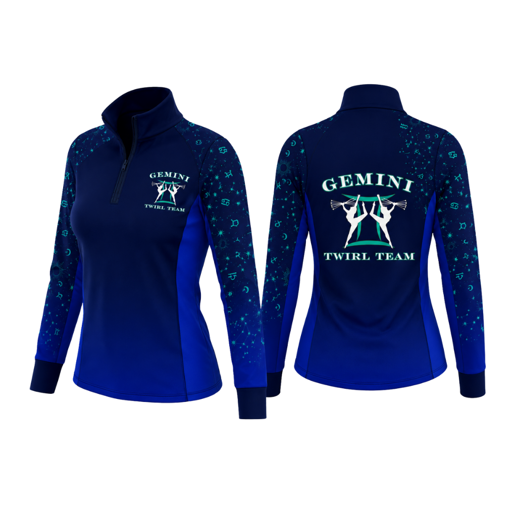 Gemini Twirl Team  Sublimated 1/4 Zip Lycra Stretch Jacket