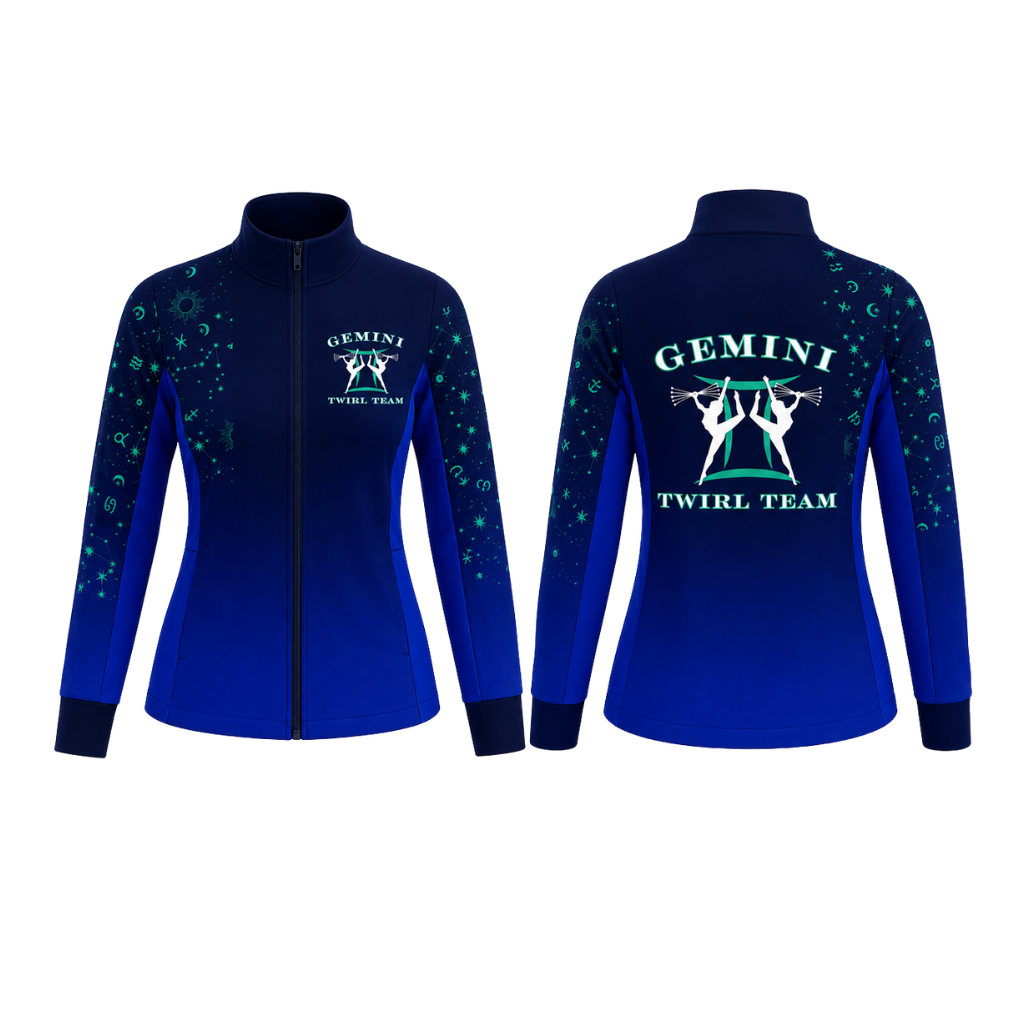 Gemini Twirl Team  Sublimated Full Zip Lycra Stretch Jacket