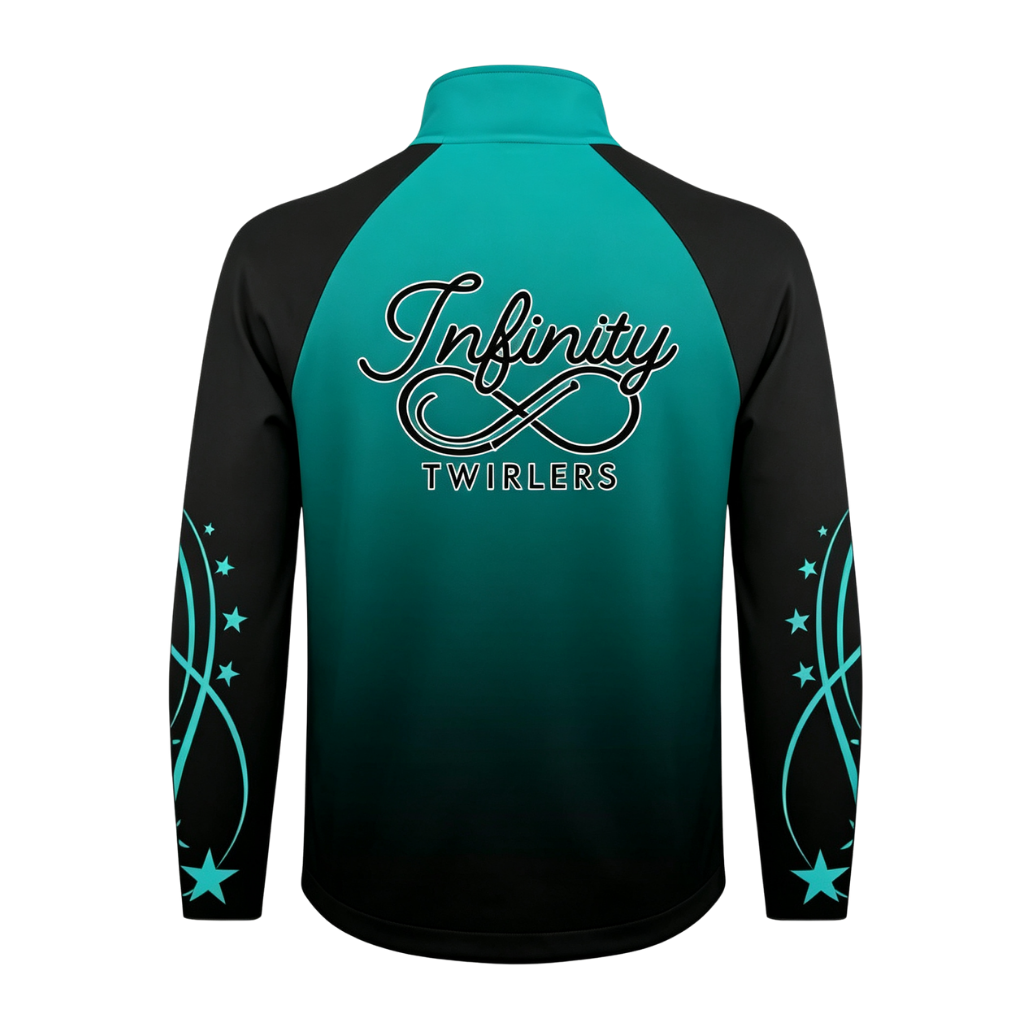 Infinity Twirlers Majorettes Sublimated Full Zip Softshell Jacket (Shower Resistant Coat)