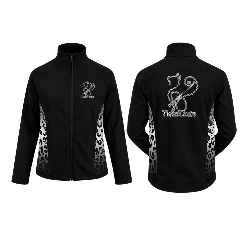 TwirlCats  Sublimated Full Zip Softshell Jacket (Shower Resistant Coat)