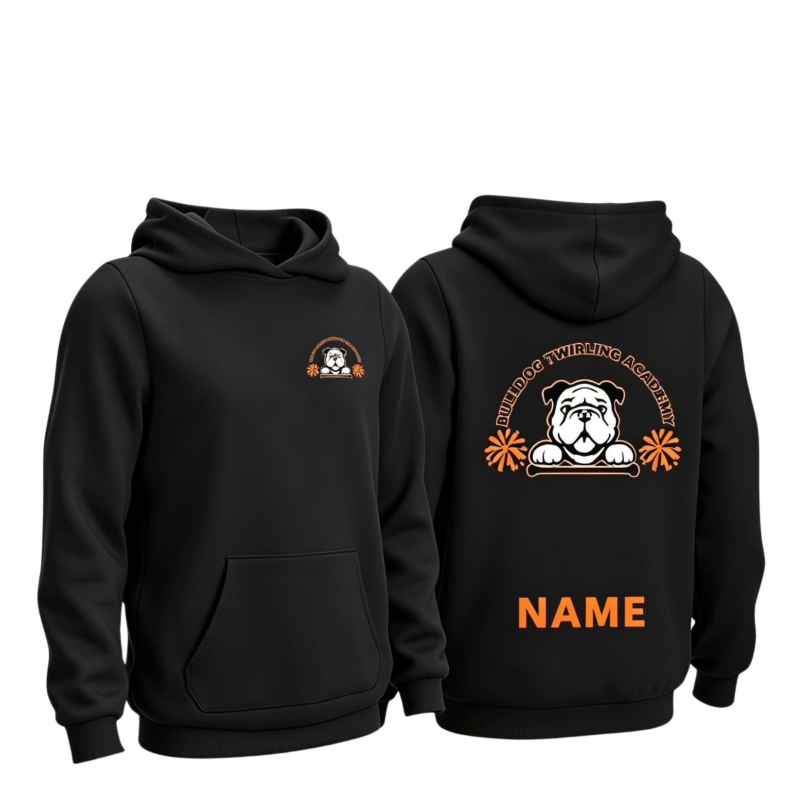 Bulldog Twirling Academy Zip Up Cotton Hoody