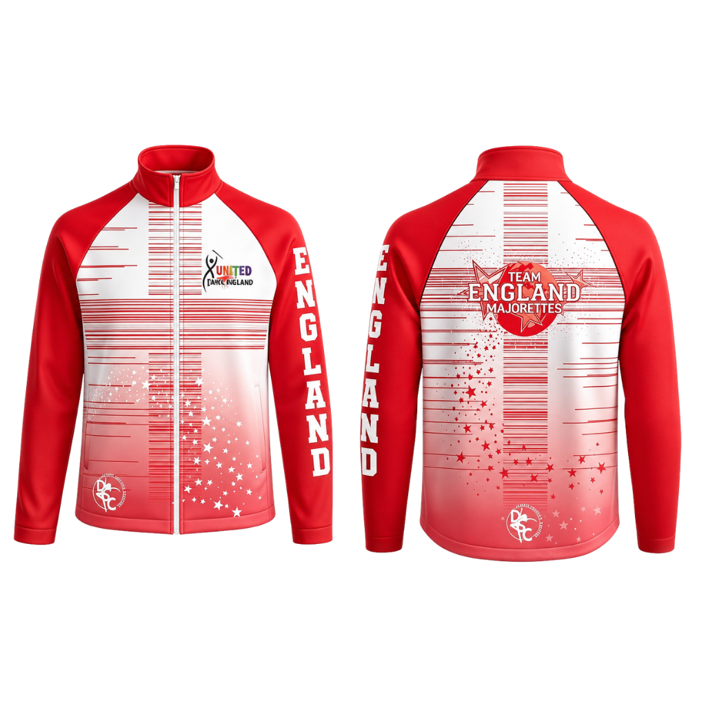Team England  Sublimated Full Zip Softshell Jacket (Shower Resistant Coat)