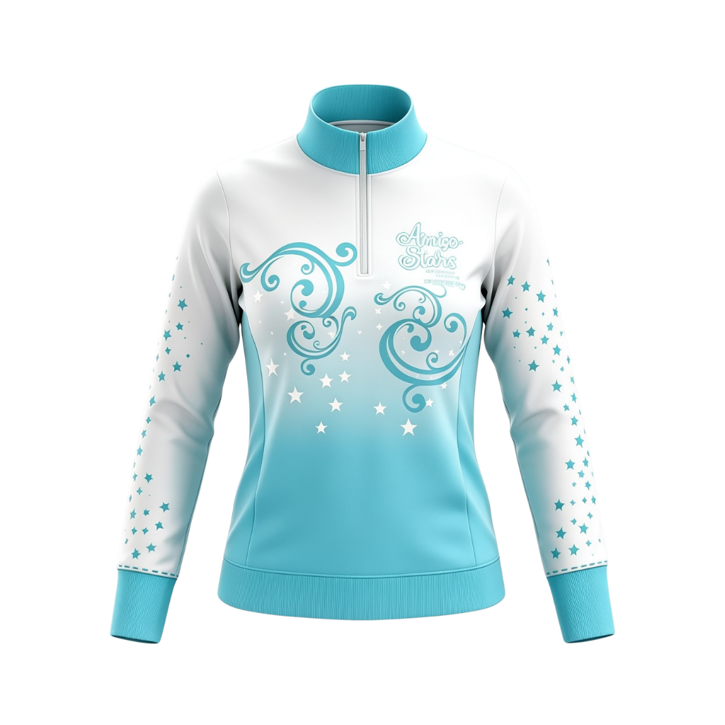 Amico Stars Morris Dancers Sublimated 1/4 Zip Lycra Stretch Jacket (White pattern)