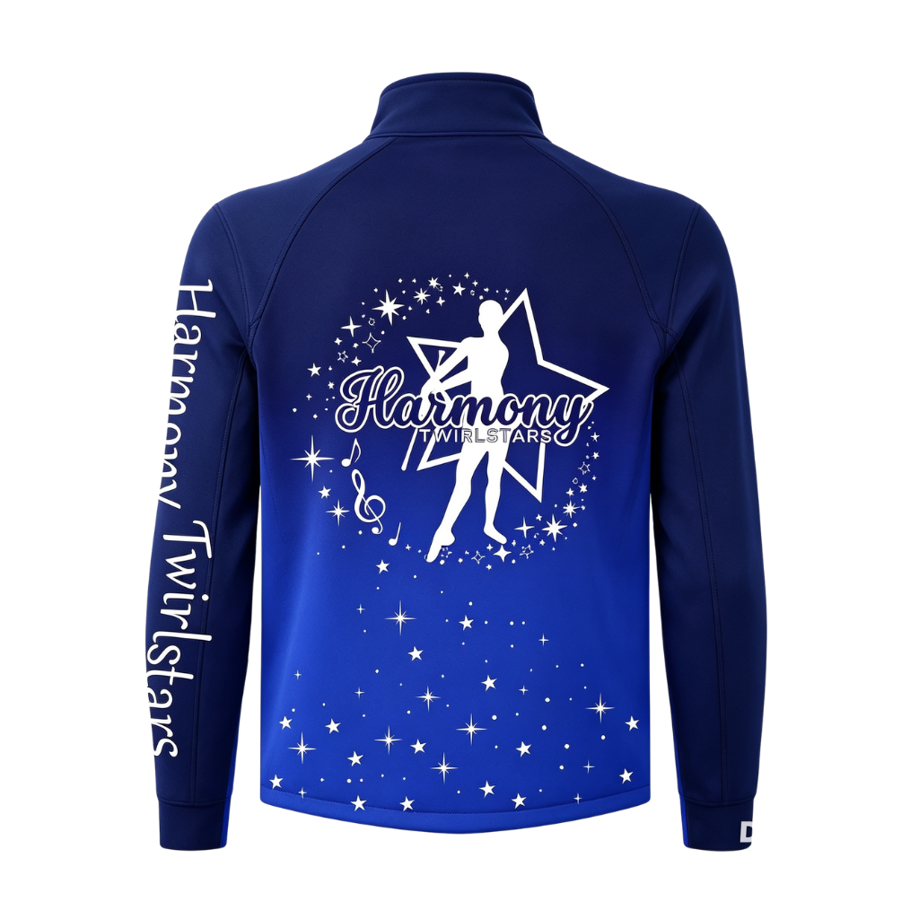 Harmony Twirlstars Sublimated Full Zip Coach Softshell Jacket (Shower Resistant Coat)