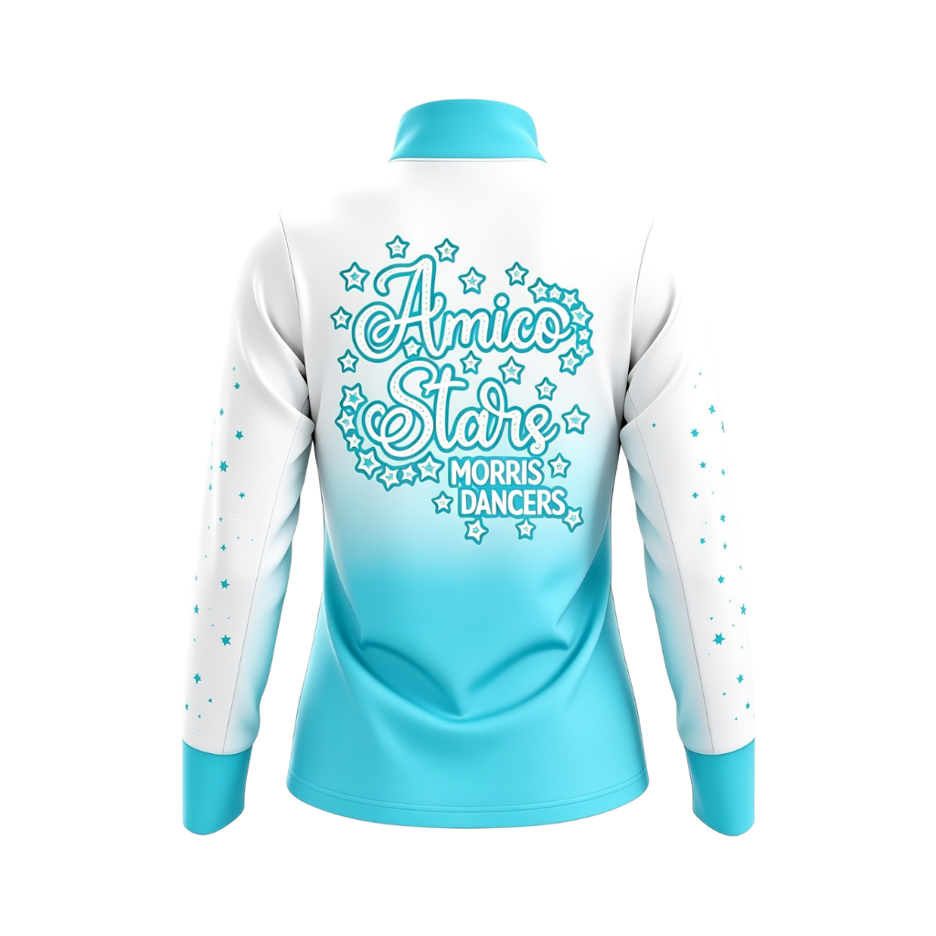 Amico Stars Morris Dancers Sublimated 1/4 Zip Lycra Stretch Jacket (White pattern)