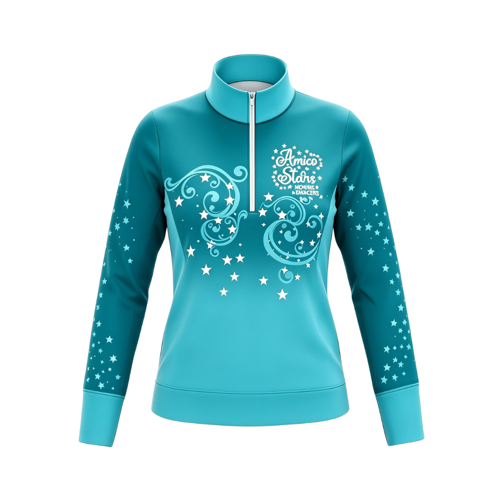 Amico Stars Morris Dancers Sublimated 1/4 Zip Lycra Stretch Jacket (Blue pattern)