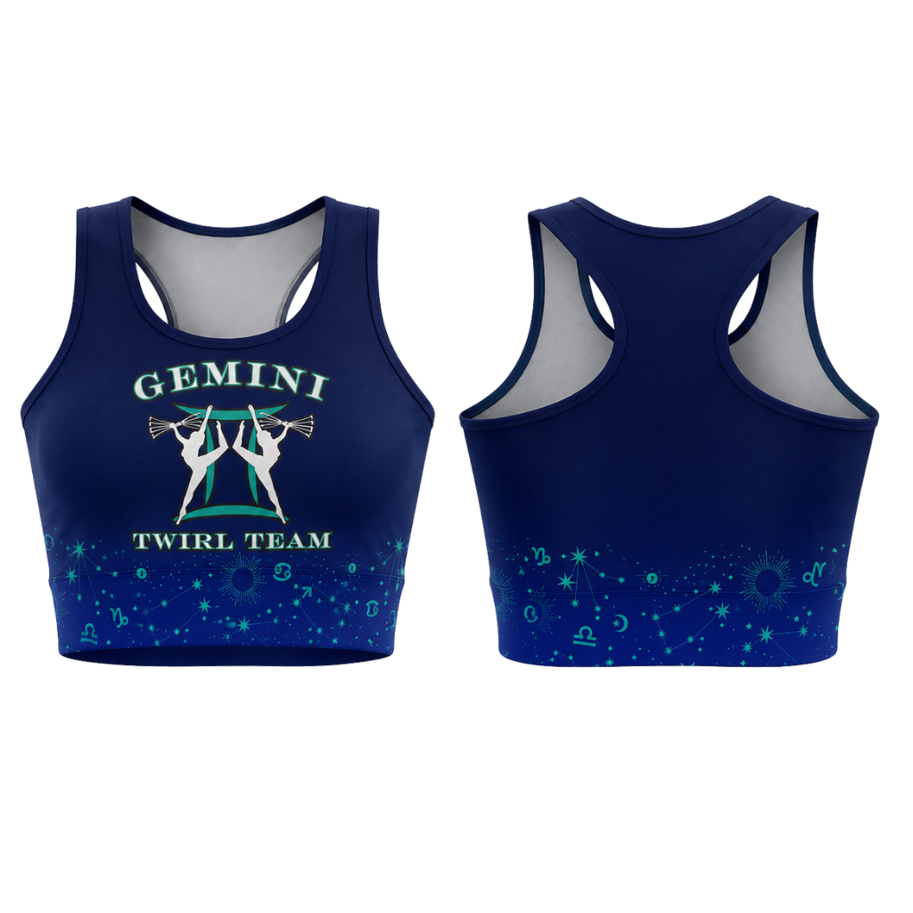 Gemini Twirl Team  Sublimated Lycra Crop Top