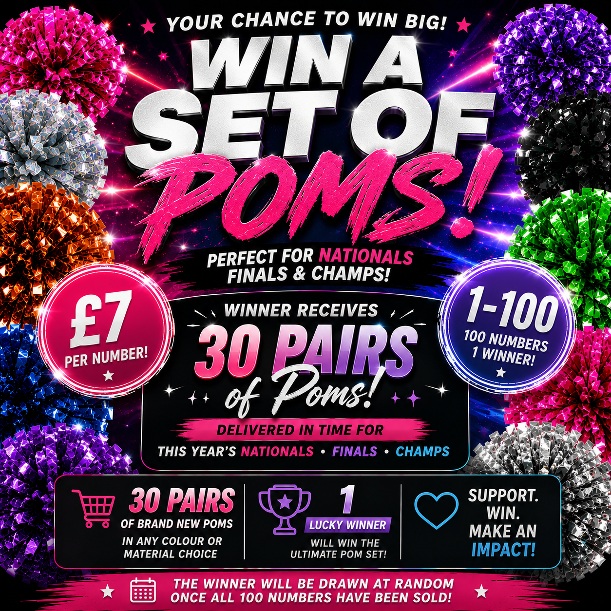 30 Pairs of Brand New Poms | £7 Raffle Entry