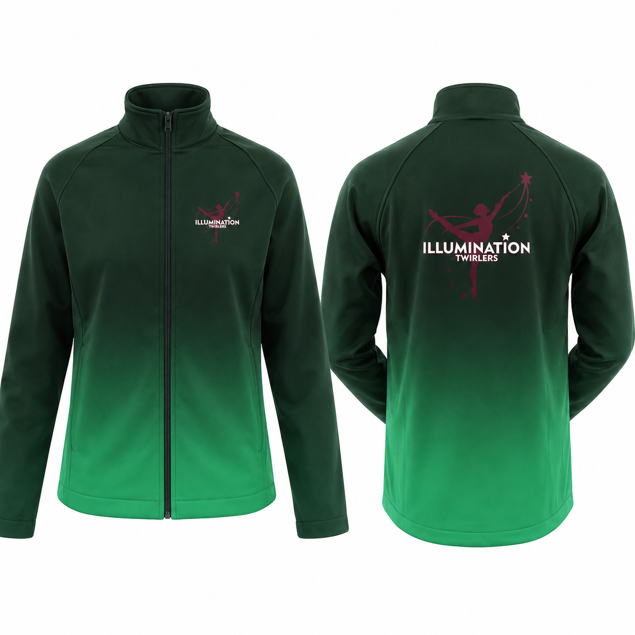 Illumination Twirlers  Sublimated Full Zip Softshell Jacket (Shower Resistant Coat)