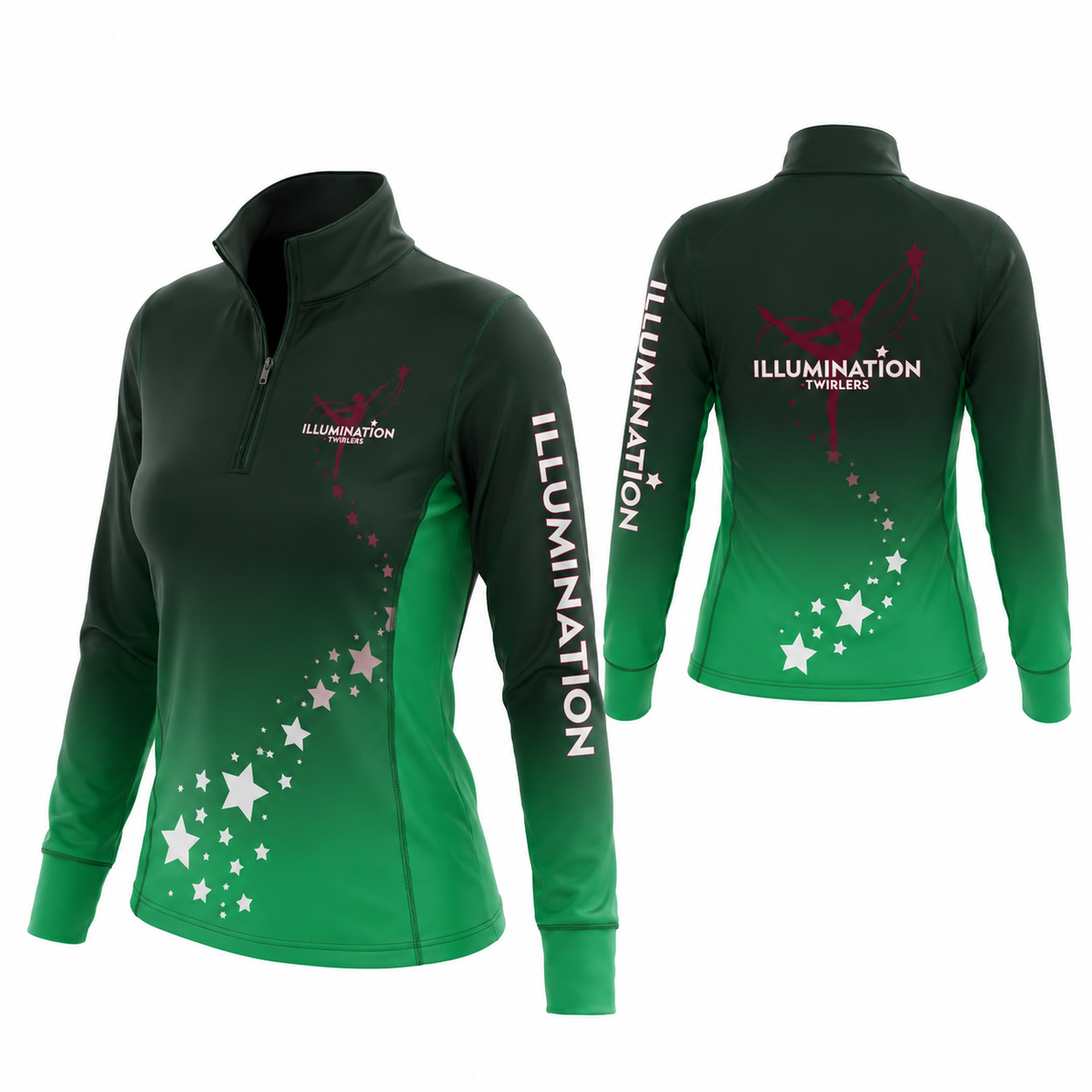 Illumination Twirlers  Sublimated 1/4 Zip Lycra Stretch Jacket