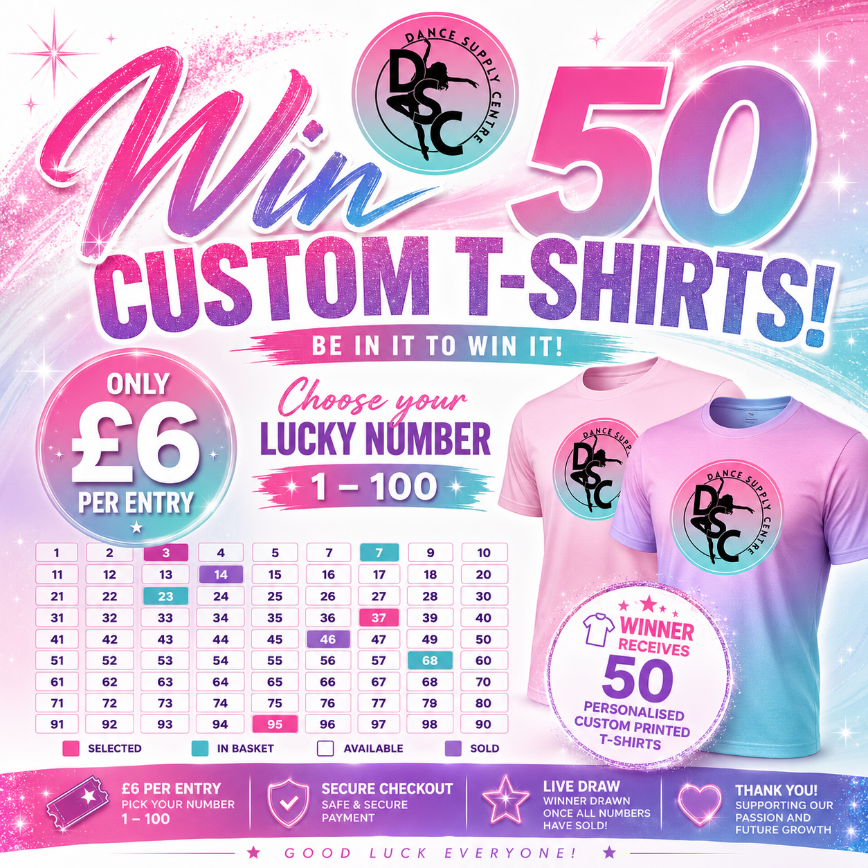 Win 50 Custom Performance T-Shirts | £6 Raffle Entry